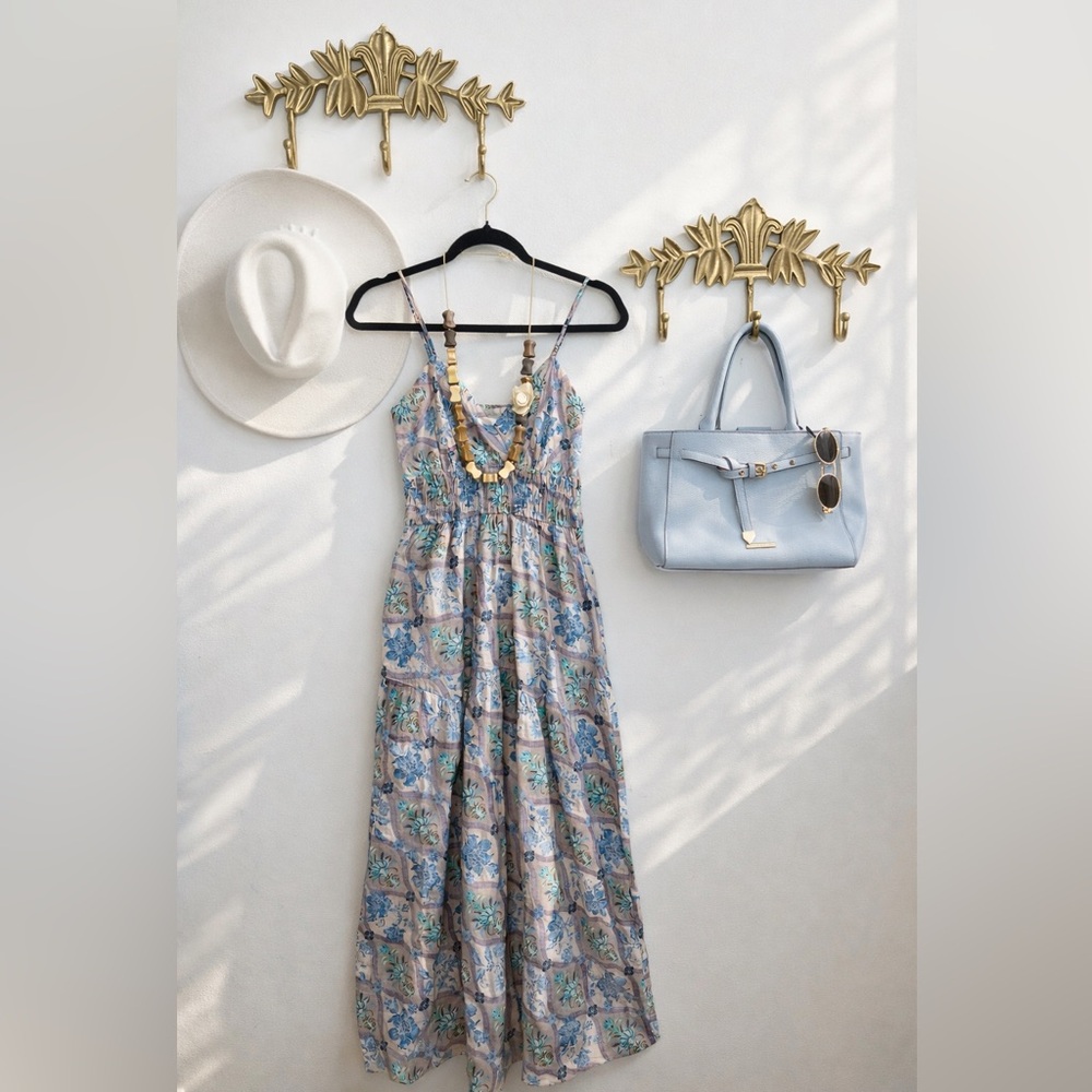 🆕NWT ✨ MONTEAU LOS ANGELES, LIN MELANGE Floral Linen-Blend Maxi Dress